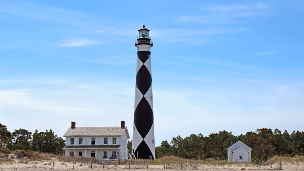 Cape Lookout Lighthouse, a prominent landmark- Camping On the North Carolina Beaches